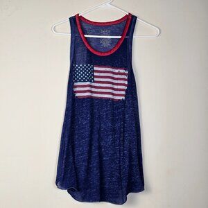 Zoe and Liv Tank Womens Large Red White Blue Thin Patriotic American Flag Summer